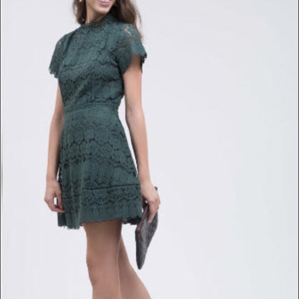 Mock neck lace dress
